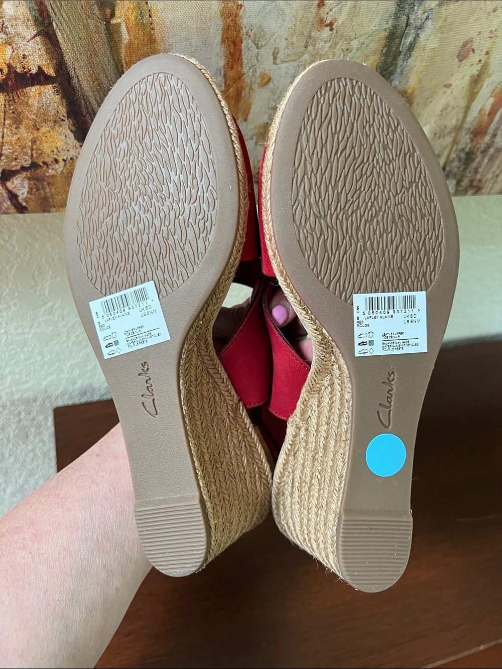 NWT, Clarks Lafley Alaine Red Suede Crossover Slingback Sandals - Picture 8 of 10